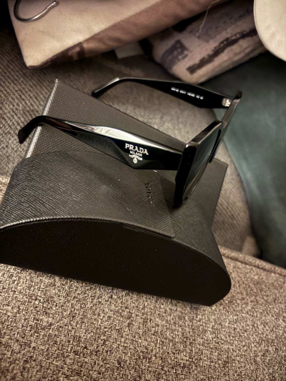 Prada Black Gloss Square Frame Sunglasses